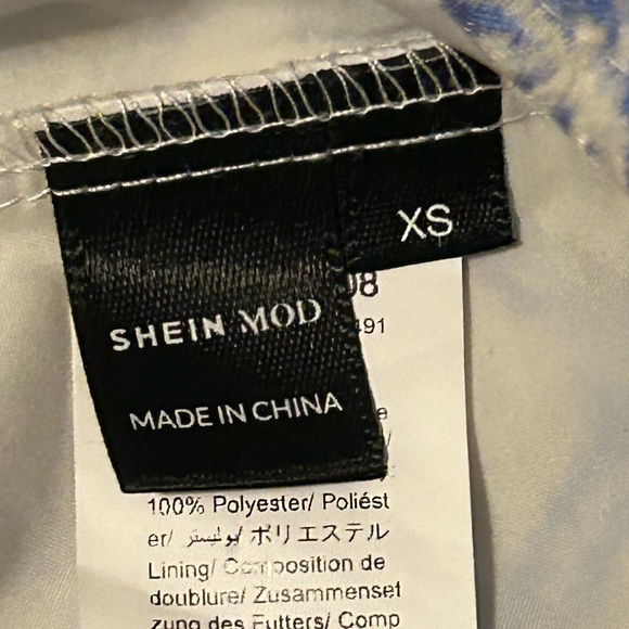 SHEIN Cream Crop Bustier Top with Blue Floral Print - Picture 3 of 3